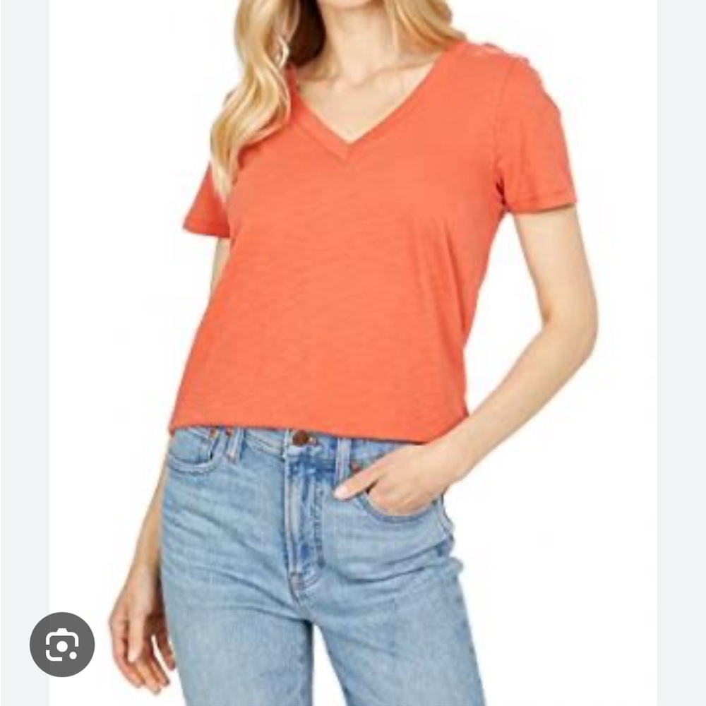 Madewell Orange Whisper Cotton V Neck T-Shirt